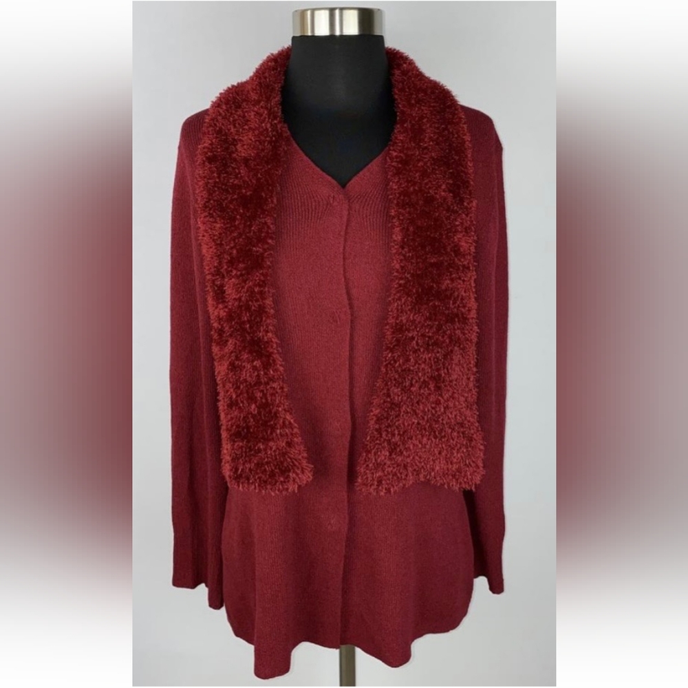 Max Studio Scarf Button-Down Sweater Cardigan - Picture 2 of 7